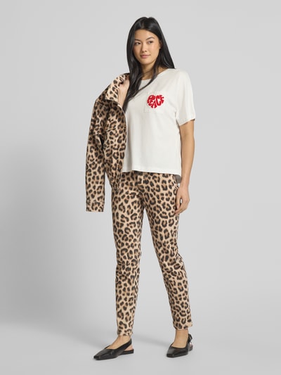 Oui Relaxed Fit Hose mit verkürztem Schnitt Camel 1