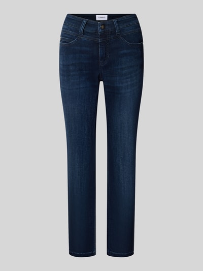Produktfoto, Slim Fit Jeans aus Viskose-Mix mit Baumwoll-Modal-Anteil Modell 'POSH' von CAMBIO, dunkles Blau, dezente Waschung, Damen Slim Fit Jeans von CAMBIO
