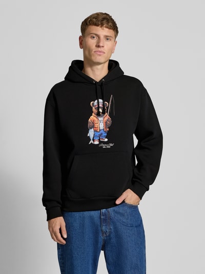 REVIEW Bluza z kapturem i kieszenią kangurką Czarny 4