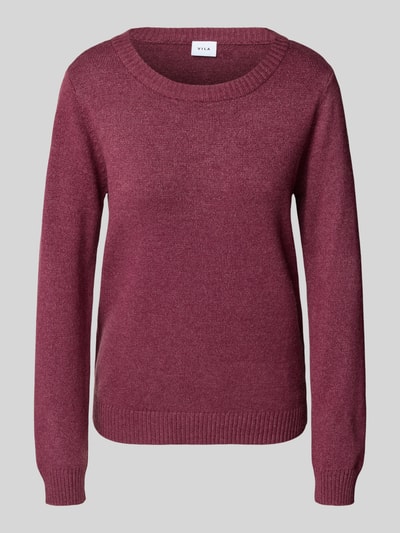 Vila Strickpullover mit Rundhalsausschnitt Modell 'Viril' Pflaume 2