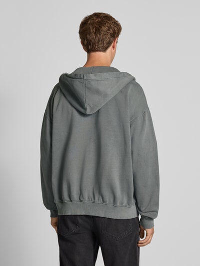 Pegador Oversized Sweatjacke mit Logo-Stitching und Kapuze Mittelgrau 5