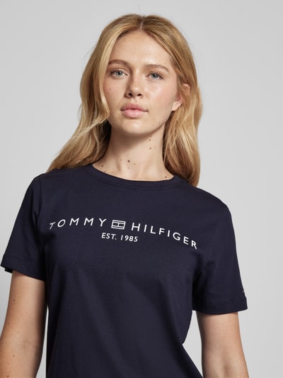 Tommy Hilfiger T-shirt met labelprint Marineblauw - 3