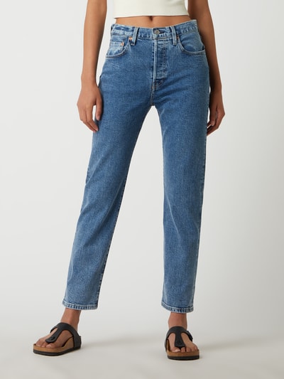 Levi's® Straight fit high rise jeans met stretch, model '501' Jeansblauw - 4