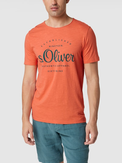 s.Oliver RED LABEL T-shirt z nadrukiem z logo Pomarańczowy 4