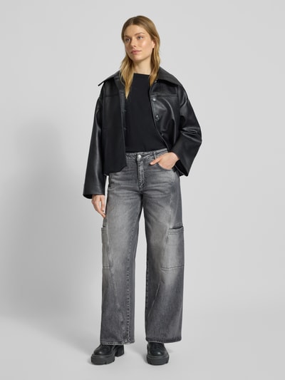 ETIQUETT ESSENTIALS Wide leg jeans met strookzakken, model 'Lola' Grafiet - 1