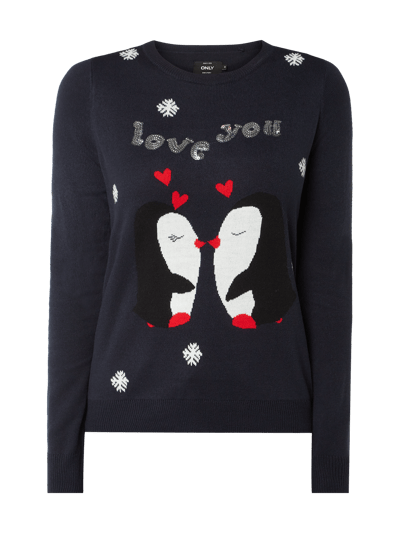 Only Pullover mit Weihnachtsmotiv Dunkelblau 2