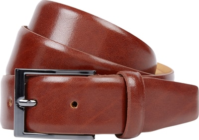 Pierre Cardin Leren riem met doornsluiting in chroomlook Cognac - 3