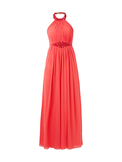 Luxuar Abendkleid mit Pailletten und Stola  Orange 2