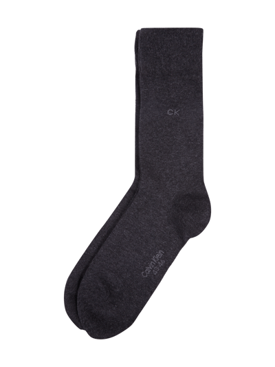 CK Calvin Klein Socken mit Logo-Stickerei im 2er-Pack Mittelgrau Melange 1