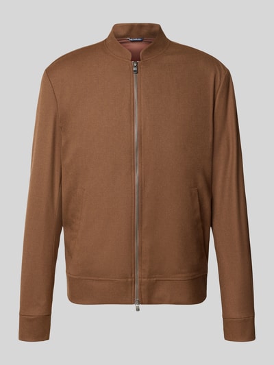 Produktfoto, Regular Fit Jacke mit Viskose-Anteil von MCNEAL in Braun, Stehkragen, Zweiwege-Reißverschluss, elastische Abschlüsse, glatte Textur