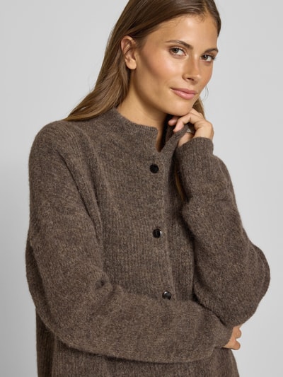 Gestuz Strickjacke aus Alpaka-Mix mit Stehkragen Modell 'Alpha' Mittelbraun 3