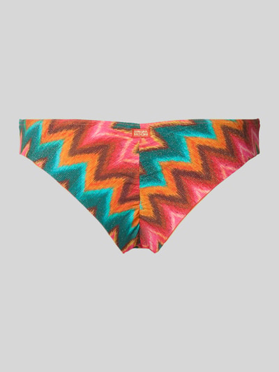 Produktfoto, Bikini-Slip mit Label-Detail Modell 'TUPA' van Banana Moon, veelkleurig zigzagpatroon, materiaal-mix met metaal, damesslip