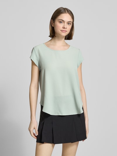 Only Loose fit blouse met korte mouwen in crêpelook, model 'VIC' Mintgroen - 4