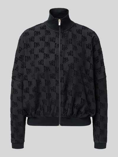 HUGO Oversized sweatjack van katoenmix, model 'TERRYMONOGRAM_JACKET' Zwart - 2