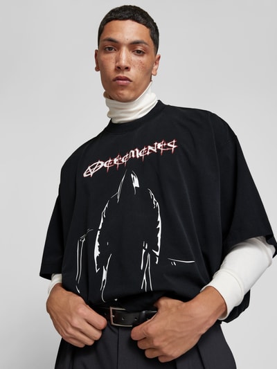 VETEMENTS Oversized T-Shirt mit Label-Print Black 3