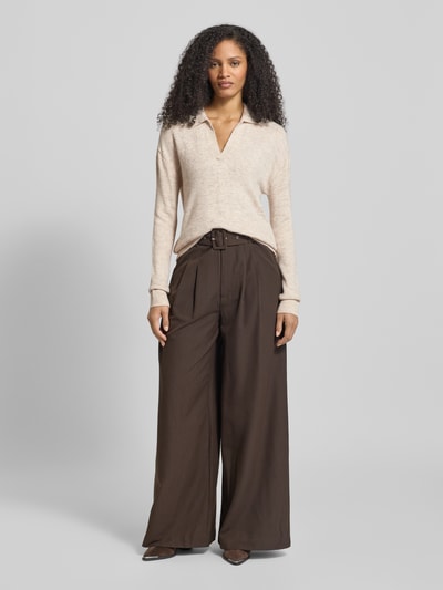 VERO MODA Regular fit gebreide pullover met overhemdkraag, model 'LEFILE' Ecru - 1
