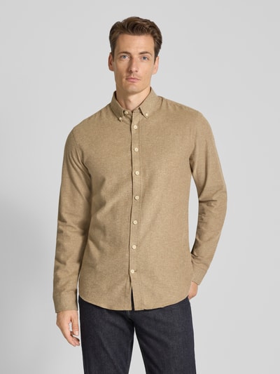 Lindbergh Vrijetijdsoverhemd met button-downkraag Middenbruin - 4
