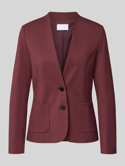 Produktfoto, Regular Fit Kurzblazer aus Viskose-Mix von Jake*s Collection in Bordeaux, glatte Oberfläche, zwei Knöpfe, schlichte Frontansicht