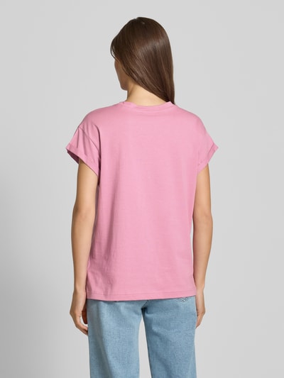 Jake*s Casual T-Shirt mit geripptem Rundhalsausschnitt Mauve 5