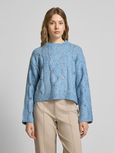 Vero Moda Sweter z dzianiny o kroju relaxed fit z dodatkiem wełny model ‘LINA’ Jasnoniebieski 4