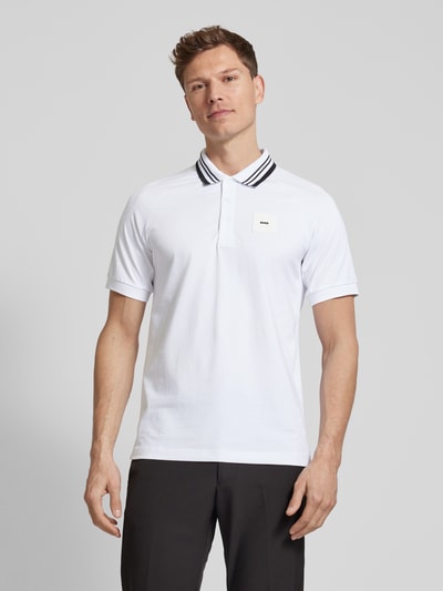 BOSS Green Regular fit poloshirt met labelbadge, model 'Paddy' Wit - 4