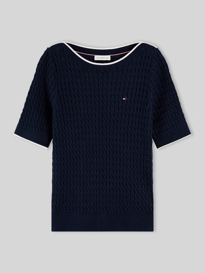 Tommy Hilfiger Regular Fit Pullover aus reiner Baumwolle mit kurzen Ärmeln Marine 2