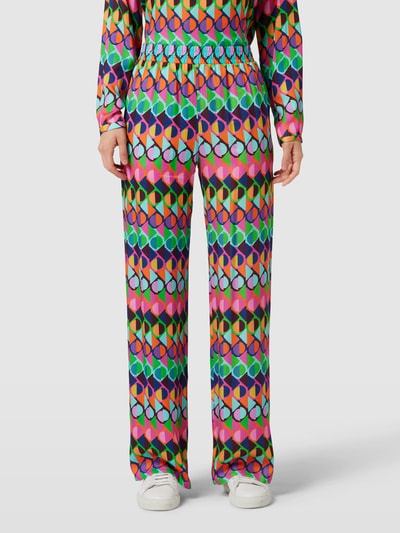 Milano Italy Stoffen broek met all-over motief, model 'Palazzo' Felroze - 4