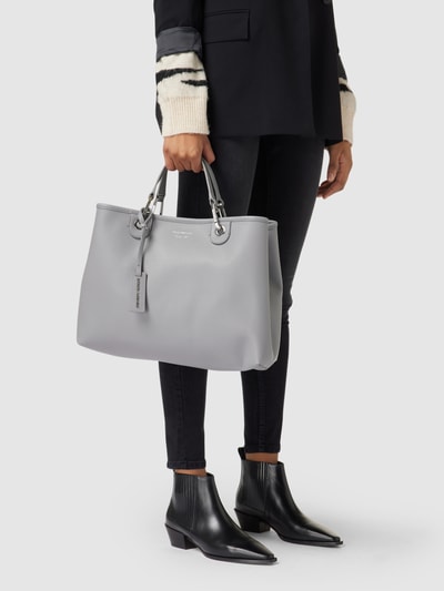 Emporio Armani Shopper in Leder-Optik Hellgrau 1