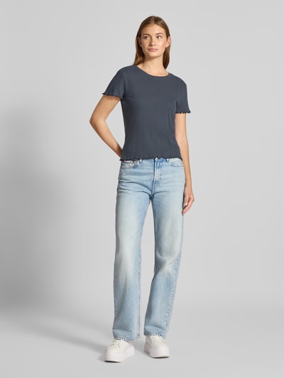 Pieces Slim fit T-shirt van puur katoen, model 'MARIE' Rookblauw - 1