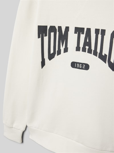 Tom Tailor Sweatshirt met labelopschrift Ecru - 2