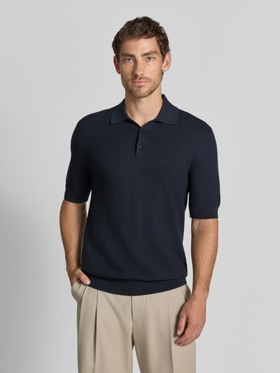 Matinique Koszulka polo o kroju slim fit z mieszanki bawełny w imitacji dzianiny Granatowy 4