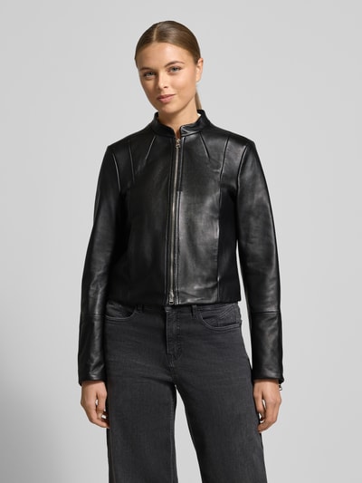 HUGO Regular Fit Lederjacke mit verkürzter Passform Modell 'LASARI'' Black 4