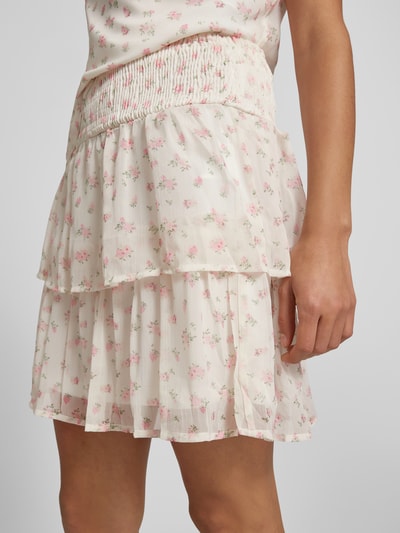Vero Moda Ausgestellter Mini-Rock mit Allover-Muster Modell 'SMILLA' Offwhite 3