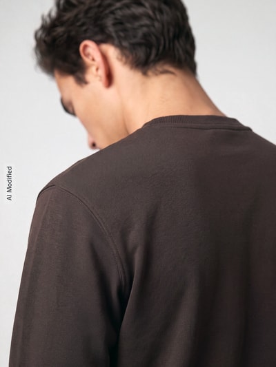 Marc O'Polo DENIM Regular Fit Sweatshirt aus reiner Baumwolle Schoko 3