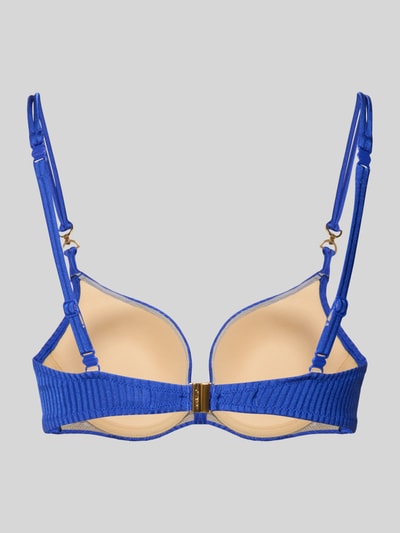 Produktfoto, Bikini-Oberteil mit Strukturmuster Modell 'Emly' von Marie Jo in Blau, Elastischer-Material-Mix, Hakenverschluss, Verstellbarer-Träger