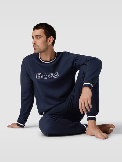 BOSS Sweatshirt met logostitching Marineblauw - 1