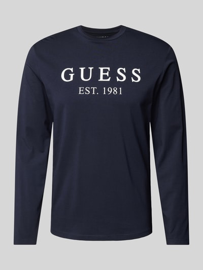 Guess Shirt met lange mouwen en labelprint Marineblauw - 1