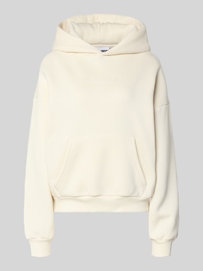 Produktfoto, Relaxed Fit Sweatshirt mit Logo-Print von Review in Beige aus Baumwoll-Mix mit Logo-Stitching, Känguru-Tasche, elastische Abschlüsse