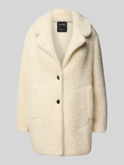 Marc Cain Loose Fit Teddy-Mantel mit Alpaka-Anteil Offwhite 2