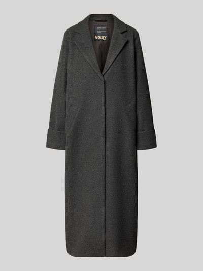 Produktfoto, Oversized Fit Mantel mit Reverskragen Modell 'Caddy' von NOISY MAY®, dunkelgrau, glatte Textur, Eingrifftaschen, Vorderansicht