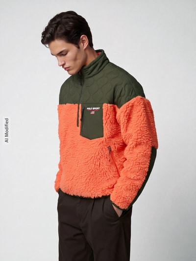 Polo Ralph Lauren Sweatshirt mit kontrastierendem Steppeinsatz aus Nylon Orange 4