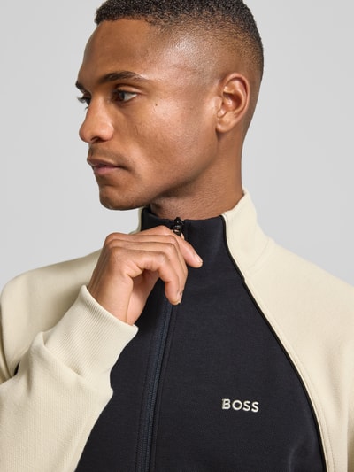 BOSS Green Regular Fit Sweatjacke aus Baumwoll-Mix Dunkelblau 3