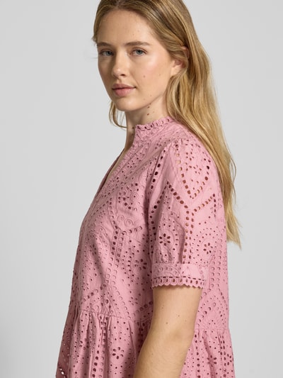 YAS Mini-jurk met broderie anglaise, model 'Holi' Rosé - 3