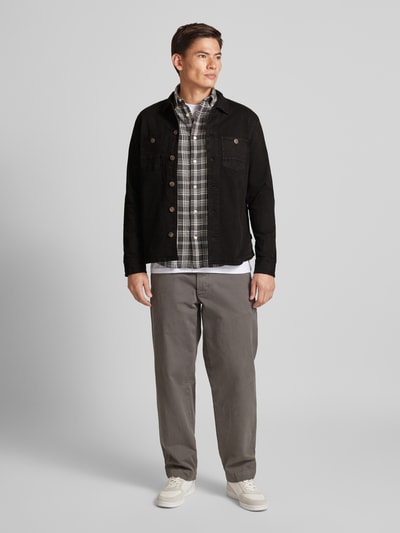 GABBA Slim fit overhemdjack met kentkraag, model 'CLIPPER' Zwart - 1