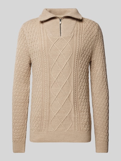 Jack & Jones Premium Sweter z dzianiny z krótkim zamkiem błyskawicznym model ‘BLUNORTH’ Złamany biały 2