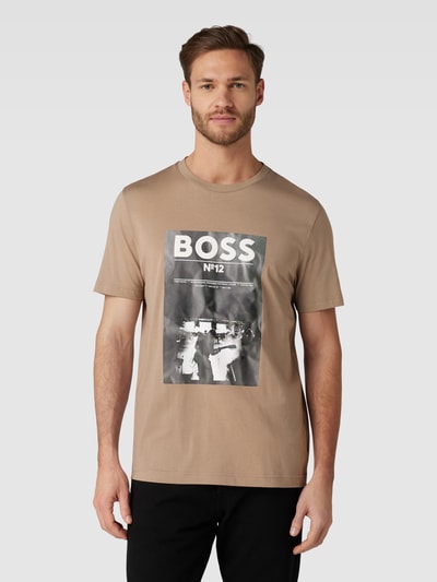 BOSS Orange T-Shirt mit Logo-Motiv-Print Beige 4