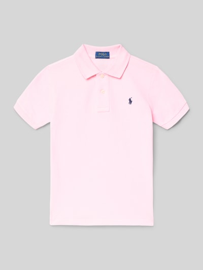 Produktfoto, Regular Fit Poloshirt aus reiner Baumwolle von Polo Ralph Lauren Kids, Optik: Unifarben, Logo-Stitching, Polokragen, Kurzarm, Piqué-Struktur, Farbe: zartes Rosa
