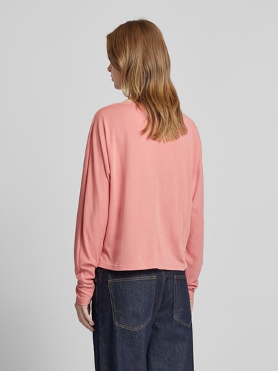 OPUS Shirt met lange mouwen en geribde ronde hals, model 'Simpla' Rosé - 5