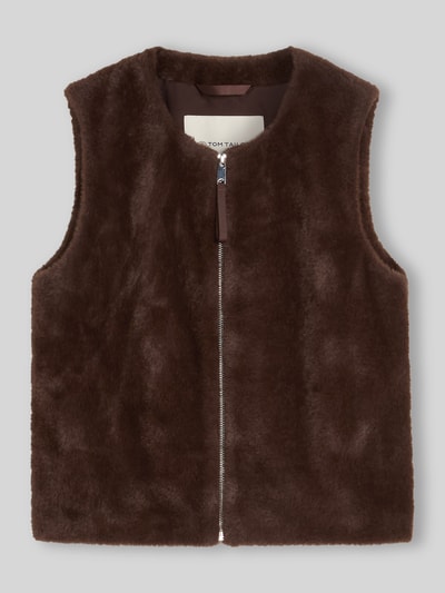 Tom Tailor Regular Fit Weste mit Reißverschluss Dunkelbraun 2