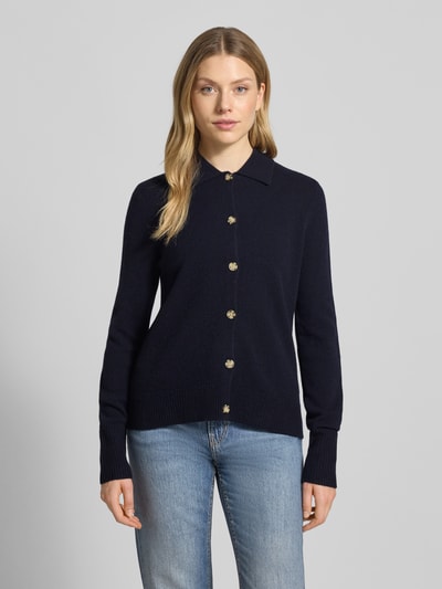 Christian Berg Woman Strickjacke mit Umlegekragen und Knopfleiste Dunkelblau 4